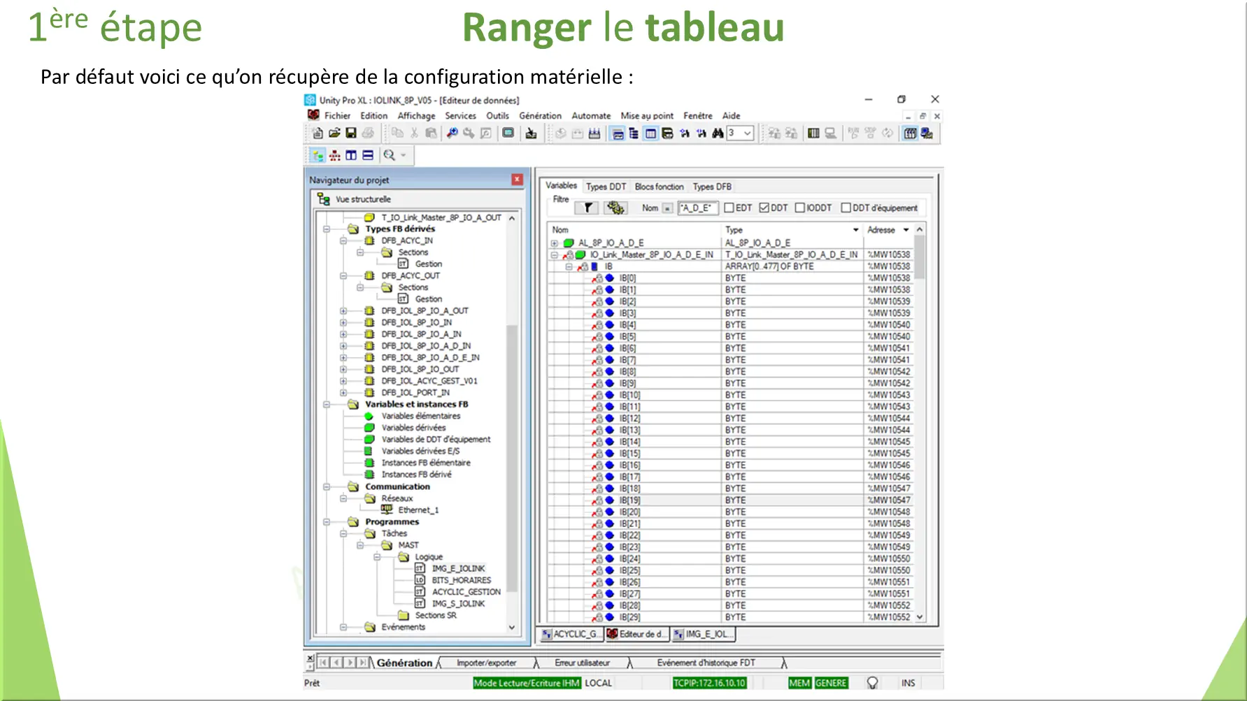 Ranger le tableau